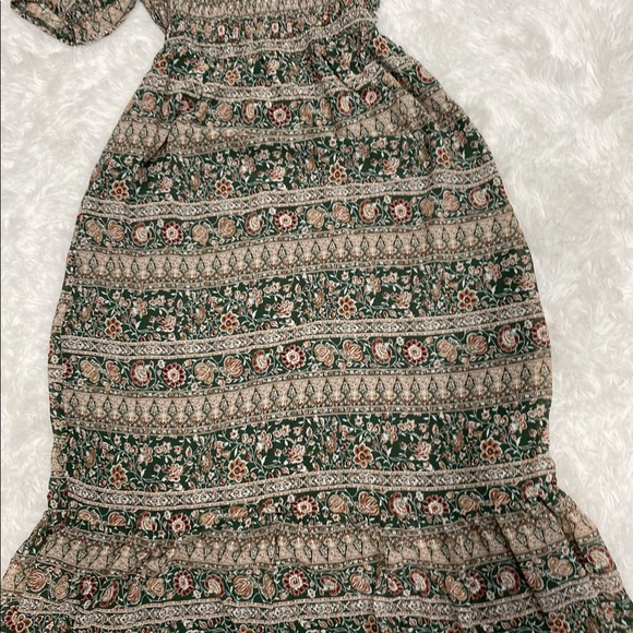 Emerald dark green dress mesh midi maxi - Picture 3 of 7